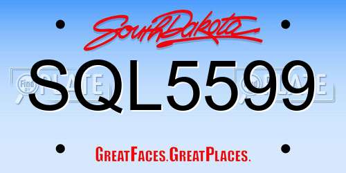 SQL5599 South Dakota License Plate