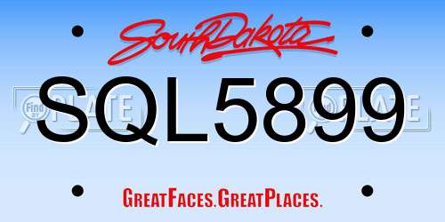SQL5899 South Dakota License Plate