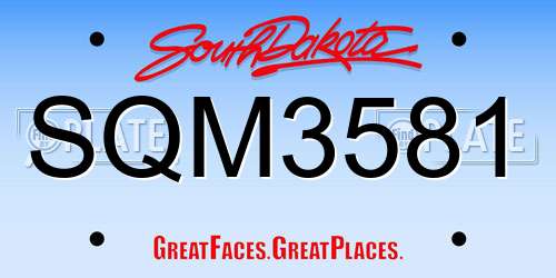 SQM3581 South Dakota License Plate