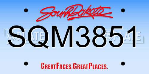 SQM3851 South Dakota License Plate
