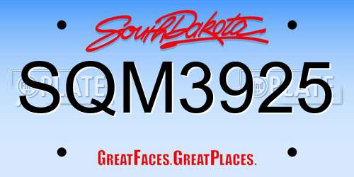SQM3925 South Dakota License Plate