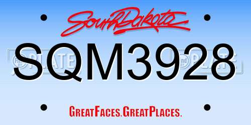 SQM3928 South Dakota License Plate