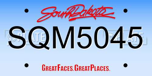 SQM5045 South Dakota License Plate