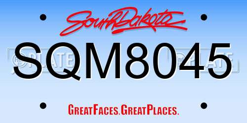 SQM8045 South Dakota License Plate