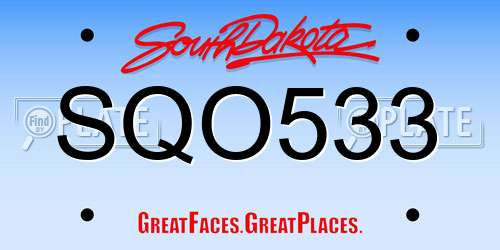 SQO533 South Dakota License Plate