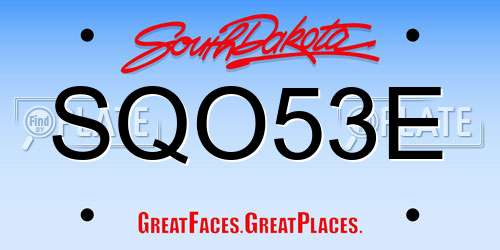 SQO53E South Dakota License Plate