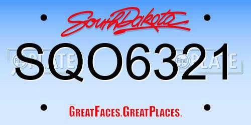 SQO6321 South Dakota License Plate