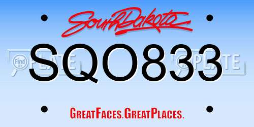 SQO833 South Dakota License Plate