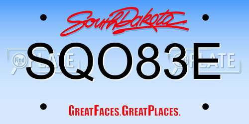 SQO83E South Dakota License Plate
