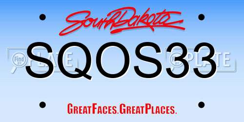 SQOS33 South Dakota License Plate