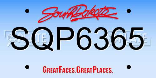 SQP6365 South Dakota License Plate