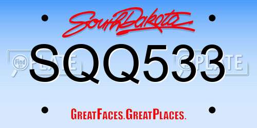SQQ533 South Dakota License Plate