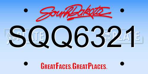 SQQ6321 South Dakota License Plate