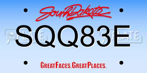 SQQ83E South Dakota License Plate