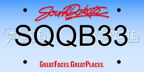 SQQB33 South Dakota License Plate