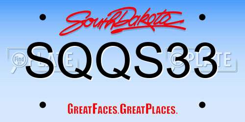 SQQS33 South Dakota License Plate