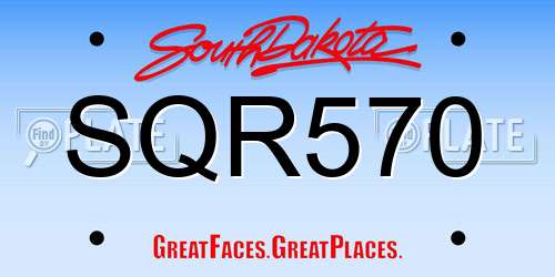 SQR570 South Dakota License Plate