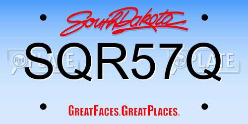 SQR57Q South Dakota License Plate