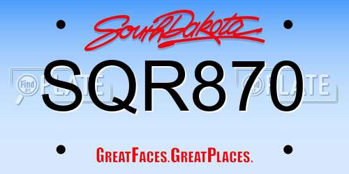 SQR870 South Dakota License Plate