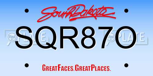 SQR87O South Dakota License Plate