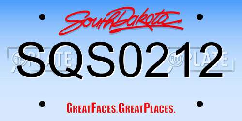 SQS0212 South Dakota License Plate