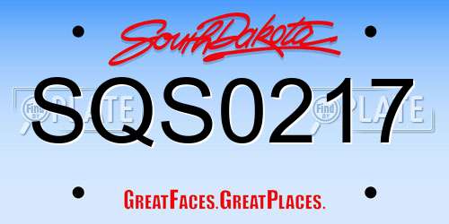 SQS0217 South Dakota License Plate