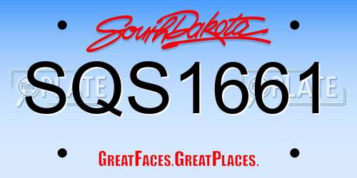 SQS1661 South Dakota License Plate