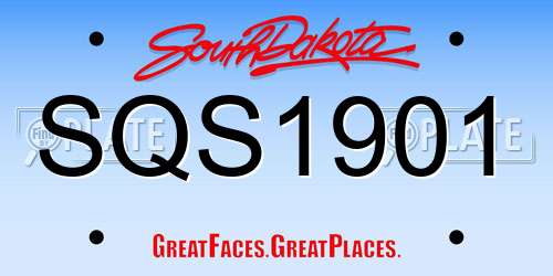 SQS1901 South Dakota License Plate