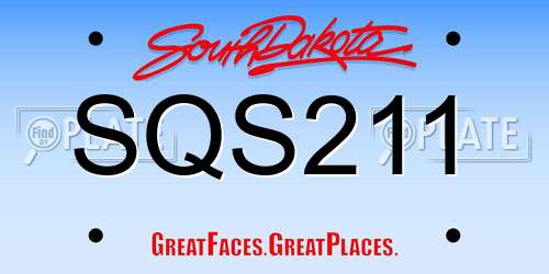 SQS211 South Dakota License Plate