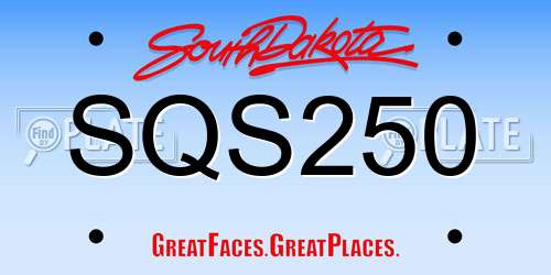 SQS250 South Dakota License Plate