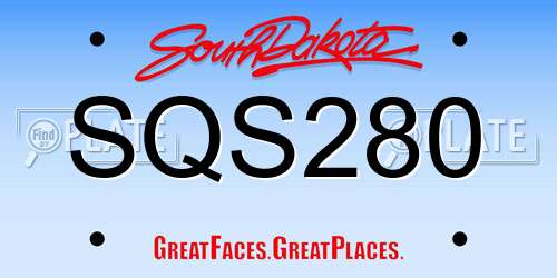 SQS280 South Dakota License Plate