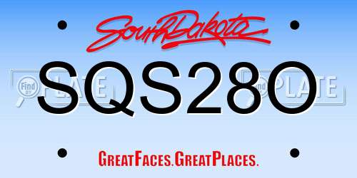 SQS28O South Dakota License Plate
