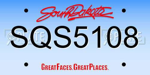 SQS5108 South Dakota License Plate