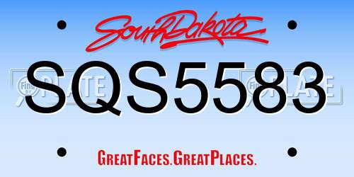 SQS5583 South Dakota License Plate