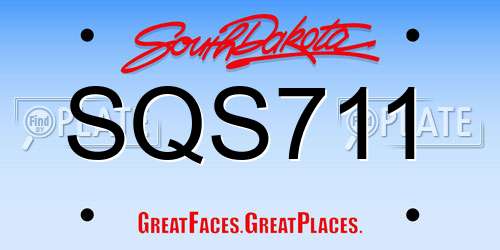 SQS711 South Dakota License Plate