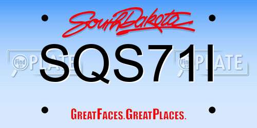 SQS71I South Dakota License Plate