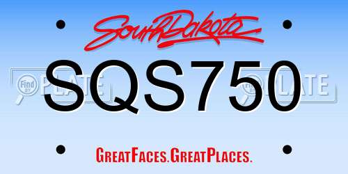 SQS750 South Dakota License Plate