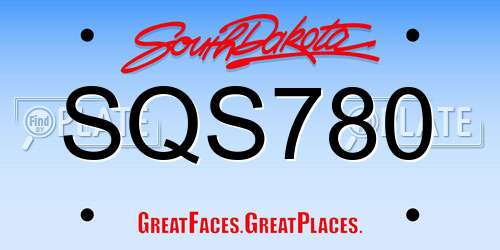 SQS780 South Dakota License Plate