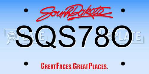 SQS78O South Dakota License Plate
