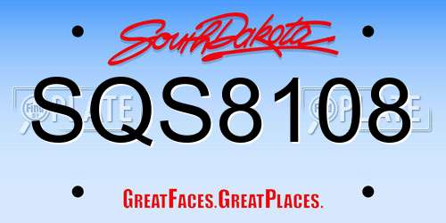 SQS8108 South Dakota License Plate