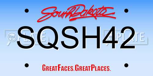 SQSH42 South Dakota License Plate