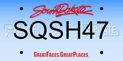 SQSH47 South Dakota License Plate