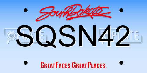 SQSN42 South Dakota License Plate