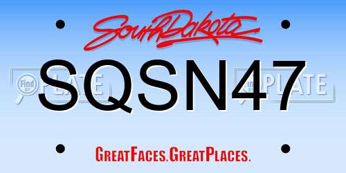SQSN47 South Dakota License Plate
