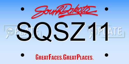 SQSZ11 South Dakota License Plate