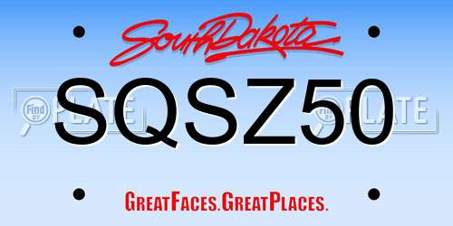 SQSZ50 South Dakota License Plate