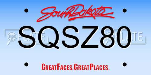 SQSZ80 South Dakota License Plate