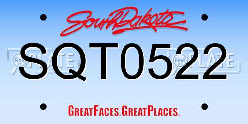 SQT0522 South Dakota License Plate