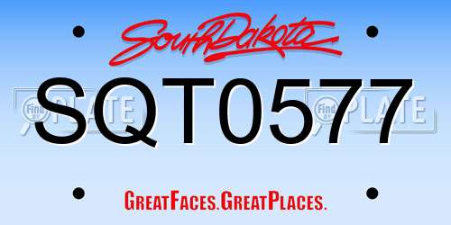 SQT0577 South Dakota License Plate