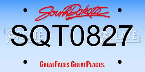 SQT0827 South Dakota License Plate